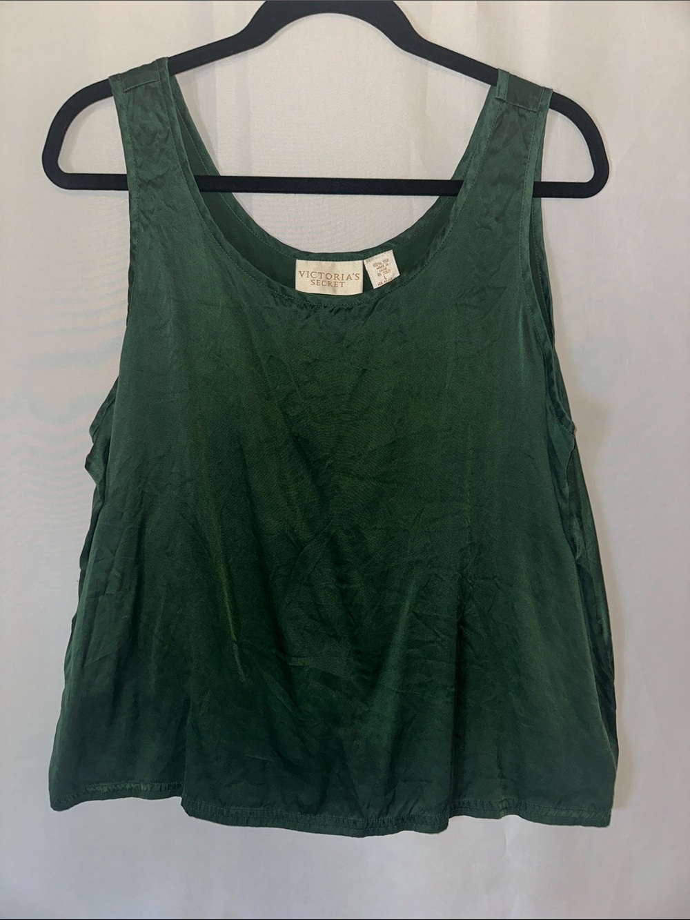 Vintage Victoria’s Secret 100% Silk Tank Top Green Sleeveless Blouse Large